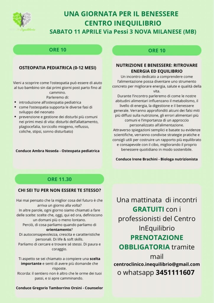 Volantino Giornata per il benessere al Centro Inequilibrio